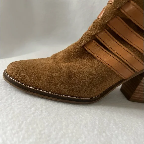 Dolce Vita Size 8 1/2 Leather Cognac Booties - Picture 6 of 16
